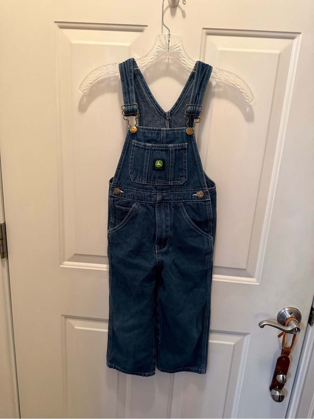 John Deere Unisex Denim Overalls in Medium Blue with Logo Bib